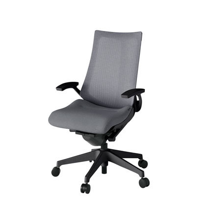 アクト2 KJ-475JE-T1T3 メッシュバック テクスチャード 固定肘 ナイロンキャスター[ ベースカラー: T1 張地カラー: T3 / ダークグレー  ]