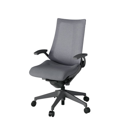 アクト2 KJ-475JE-W2T3 メッシュバック テクスチャード 固定肘 ナイロンキャスター[ ベースカラー: W2 張地カラー: T3 / ダークグレー  ]
