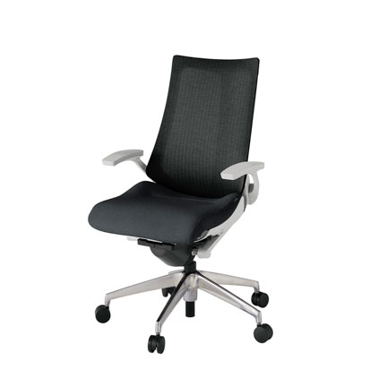 アクト2 KJ-475JE-ZNT1 メッシュバック テクスチャード 固定肘 ナイロンキャスター[ ベースカラー: ZN 張地カラー: T1 / ブラック  ]