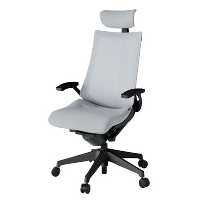 アクト2 KJ-475JEE-T1T7 メッシュバック テクスチャード 固定肘 ヘッドサポート ( クロス ) ナイロンキャスター[ ベースカラー: T1 張地カラー: T7 / ホワイトグレー  ]