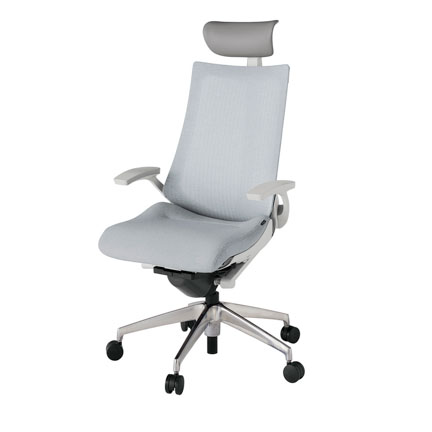 アクト2 KJ-475JEF-ZNT7 メッシュバック テクスチャード 固定肘 ヘッドサポート ( ビニール ) ナイロンキャスター[ ベースカラー: ZN 張地カラー: T7 / ホワイトグレー  ]