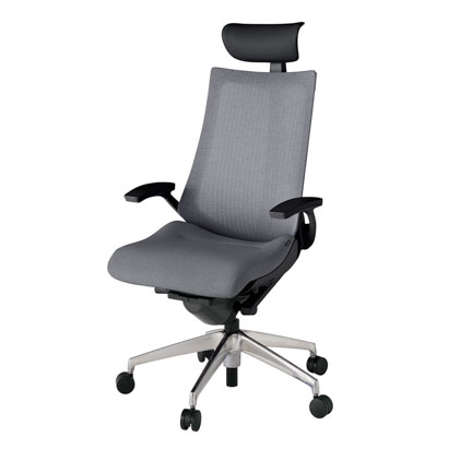 アクト2 KJ-475JEF-ZTT3 メッシュバック テクスチャード 固定肘 ヘッドサポート ( ビニール ) ナイロンキャスター[ ベースカラー: ZT 張地カラー: T3 / ダークグレー  ]