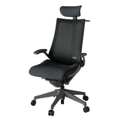 アクト2 KJ-475JEX-W2T1 メッシュバック テクスチャード 固定肘 ヘッドサポート ( クロス ) ハンガー ナイロンキャスター[ ベースカラー: W2 張地カラー: T1 / ブラック  ]