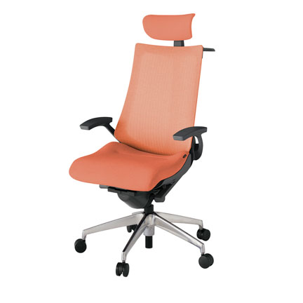 アクト2 KJ-475JEX-ZDD4 メッシュバック テクスチャード 固定肘 ヘッドサポート ( クロス ) ハンガー ナイロンキャスター[ ベースカラー: ZD 張地カラー: D4 / パーシモオレンジ  ]