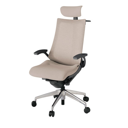 アクト2 KJ-475JEX-ZDF6 メッシュバック テクスチャード 固定肘 ヘッドサポート ( クロス ) ハンガー ナイロンキャスター[ ベースカラー: ZD 張地カラー: F6 / グレイッシュブラウン  ]