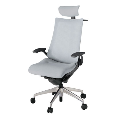 アクト2 KJ-475JEX-ZDT7 メッシュバック テクスチャード 固定肘 ヘッドサポート ( クロス ) ハンガー ナイロンキャスター[ ベースカラー: ZD 張地カラー: T7 / ホワイトグレー  ]