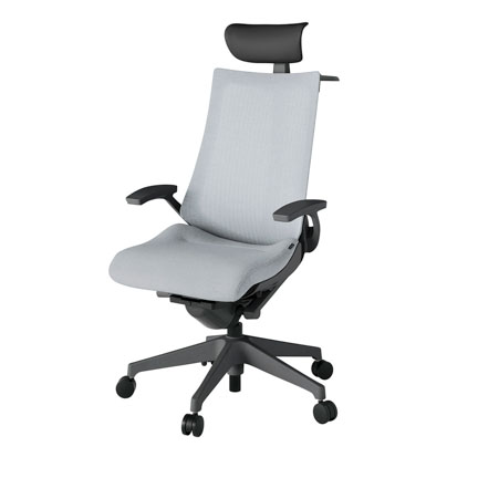 アクト2 KJ-475JEY-W2T7 メッシュバック テクスチャード 固定肘 ヘッドサポート ( ビニール ) ハンガー ナイロンキャスター[ ベースカラー: W2 張地カラー: T7 / ホワイトグレー  ]