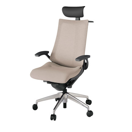 アクト2 KJ-475JEY-ZDF6 メッシュバック テクスチャード 固定肘 ヘッドサポート ( ビニール ) ハンガー ナイロンキャスター[ ベースカラー: ZD 張地カラー: F6 / グレイッシュブラウン  ]