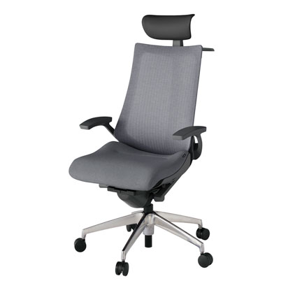 アクト2 KJ-475JEY-ZDT3 メッシュバック テクスチャード 固定肘 ヘッドサポート ( ビニール ) ハンガー ナイロンキャスター[ ベースカラー: ZD 張地カラー: T3 / ダークグレー  ]