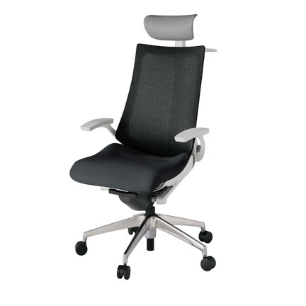 アクト2 KJ-475JEY-ZNT1 メッシュバック テクスチャード 固定肘 ヘッドサポート ( ビニール ) ハンガー ナイロンキャスター[ ベースカラー: ZN 張地カラー: T1 / ブラック  ]