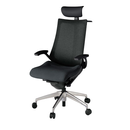 アクト2 KJ-475JEY-ZTT1 メッシュバック テクスチャード 固定肘 ヘッドサポート ( ビニール ) ハンガー ナイロンキャスター[ ベースカラー: ZT 張地カラー: T1 / ブラック  ]