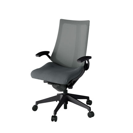 アクト2 KJ-475JV-T1C3 メッシュバック プレーン 固定肘 ナイロンキャスター[ ベースカラー: T1 張地カラー: C3 / ダークグレー  ]