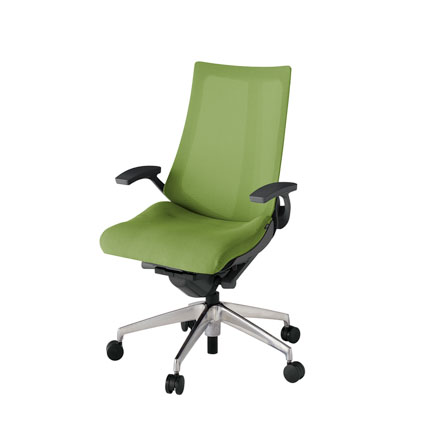 アクト2 KJ-475JV-ZDQ7 メッシュバック プレーン 固定肘 ナイロンキャスター[ ベースカラー: ZD 張地カラー: Q7 / グラスグリーン  ]