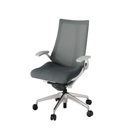 アクト2 KJ-475JV-ZNC3 メッシュバック プレーン 固定肘 ナイロンキャスター[ ベースカラー: ZN 張地カラー: C3 / ダークグレー  ]