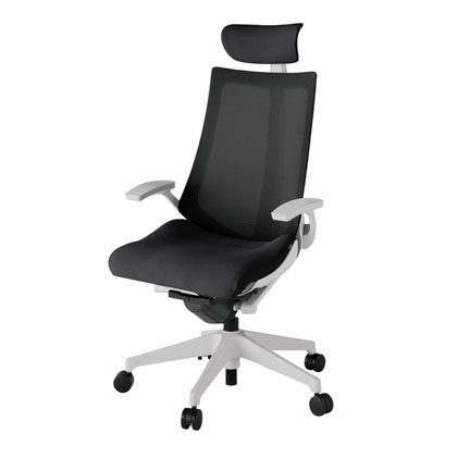 アクト2 KJ-475JVE-GNT1 メッシュバック プレーン 固定肘 ヘッドサポート ( クロス ) ナイロンキャスター[ ベースカラー: GN 張地カラー: T1 / ブラック  ]