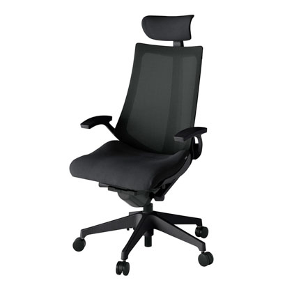 アクト2 KJ-475JVE-T1T1 メッシュバック プレーン 固定肘 ヘッドサポート ( クロス ) ナイロンキャスター[ ベースカラー: T1 張地カラー: T1 / ブラック  ]