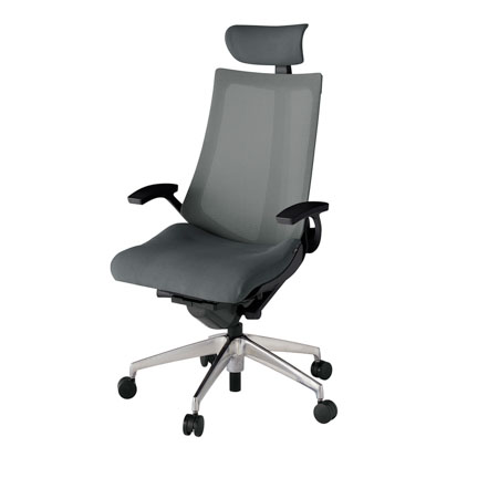 アクト2 KJ-475JVE-ZTC3 メッシュバック プレーン 固定肘 ヘッドサポート ( クロス ) ナイロンキャスター[ ベースカラー: ZT 張地カラー: C3 / ダークグレー  ]