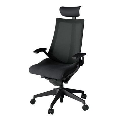 アクト2 KJ-475JVF-T1T1 メッシュバック プレーン 固定肘 ヘッドサポート ( ビニール ) ナイロンキャスター[ ベースカラー: T1 張地カラー: T1 / ブラック  ]