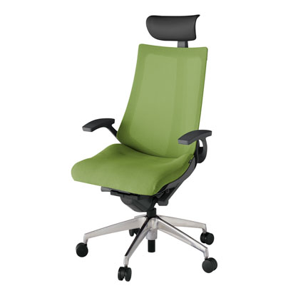 アクト2 KJ-475JVF-ZDQ7 メッシュバック プレーン 固定肘 ヘッドサポート ( ビニール ) ナイロンキャスター[ ベースカラー: ZD 張地カラー: Q7 / グラスグリーン  ]