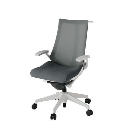 アクト2 KJ-475JVH-GNC3 メッシュバック プレーン 固定肘 ハンガーナイロンキャスター[ ベースカラー: GN 張地カラー: C3 / ダークグレー  ]