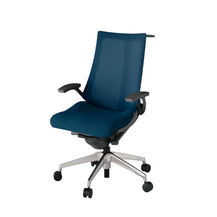 アクト2 KJ-475JVH-ZDB2 メッシュバック プレーン 固定肘 ハンガーナイロンキャスター[ ベースカラー: ZD 張地カラー: B2 / ネイビーブルー  ]