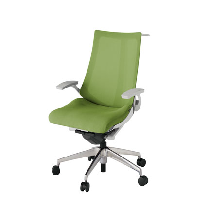 アクト2 KJ-475JVH-ZNQ7 メッシュバック プレーン 固定肘 ハンガーナイロンキャスター[ ベースカラー: ZN 張地カラー: Q7 / グラスグリーン  ]