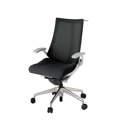 アクト2 KJ-475JVH-ZNT1 メッシュバック プレーン 固定肘 ハンガーナイロンキャスター[ ベースカラー: ZN 張地カラー: T1 / ブラック  ]