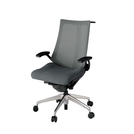 アクト2 KJ-475JVH-ZTC3 メッシュバック プレーン 固定肘 ハンガーナイロンキャスター[ ベースカラー: ZT 張地カラー: C3 / ダークグレー  ]