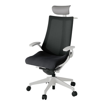 アクト2 KJ-475JVY-GNT1 メッシュバック プレーン 固定肘 ヘッドサポート ( ビニール ) ハンガー ナイロンキャスター[ ベースカラー: GN 張地カラー: T1 / ブラック  ]