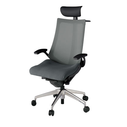 アクト2 KJ-475JVY-ZTC3 メッシュバック プレーン 固定肘 ヘッドサポート ( ビニール ) ハンガー ナイロンキャスター[ ベースカラー: ZT 張地カラー: C3 / ダークグレー  ]