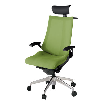 アクト2 KJ-475JVY-ZTQ7 メッシュバック プレーン 固定肘 ヘッドサポート ( ビニール ) ハンガー ナイロンキャスター[ ベースカラー: ZT 張地カラー: Q7 / グラスグリーン  ]