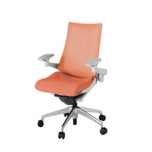 アクト2 KJ-477JE-ZND4 メッシュバック テクスチャード 可動肘 ナイロンキャスター[ ベースカラー: ZN 張地カラー: D4 / パーシモオレンジ  ]