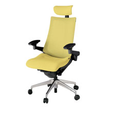 アクト2 KJ-477JEE-ZTU6 メッシュバック テクスチャード 可動肘 ヘッドサポート ( クロス ) ナイロンキャスター[ ベースカラー: ZT 張地カラー: U6 / カナリアイエロー  ]