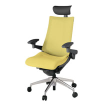 アクト2 KJ-477JEF-ZDU6 メッシュバック テクスチャード 可動肘 ヘッドサポート ( ビニール ) ナイロンキャスター[ ベースカラー: ZD 張地カラー: U6 / カナリアイエロー  ]