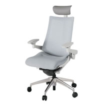 アクト2 KJ-477JEF-ZNT7 メッシュバック テクスチャード 可動肘 ヘッドサポート ( ビニール ) ナイロンキャスター[ ベースカラー: ZN 張地カラー: T7 / ホワイトグレー  ]