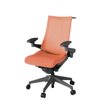 アクト2 KJ-477JEH-W2D4 メッシュバック テクスチャード 可動肘 ハンガーナイロンキャスター[ ベースカラー: W2 張地カラー: D4 / パーシモオレンジ  ]