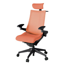 アクト2 KJ-477JEX-T1D4 メッシュバック テクスチャード 可動肘 ヘッドサポート ( クロス ) ハンガー ナイロンキャスター[ ベースカラー: T1 張地カラー: D4 / パーシモオレンジ  ]