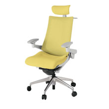 アクト2 KJ-477JEX-ZNU6 メッシュバック テクスチャード 可動肘 ヘッドサポート ( クロス ) ハンガー ナイロンキャスター[ ベースカラー: ZN 張地カラー: U6 / カナリアイエロー  ]