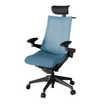 アクト2 KJ-477JEY-T1B4 メッシュバック テクスチャード 可動肘 ヘッドサポート ( ビニール ) ハンガー ナイロンキャスター[ ベースカラー: T1 張地カラー: B4 / ダックブルー  ]