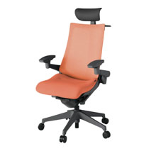 アクト2 KJ-477JEY-W2D4 メッシュバック テクスチャード 可動肘 ヘッドサポート ( ビニール ) ハンガー ナイロンキャスター[ ベースカラー: W2 張地カラー: D4 / パーシモオレンジ  ]