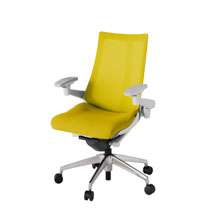 アクト2 KJ-477JV-ZNU5 メッシュバック プレーン 可動肘 ナイロンキャスター[ ベースカラー: ZN 張地カラー: U5 / ストロングイエロー  ]