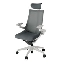 アクト2 KJ-477JVE-GNC3 メッシュバック プレーン 可動肘 ヘッドサポート ( クロス ) ナイロンキャスター[ ベースカラー: GN 張地カラー: C3 / ダークグレー  ]