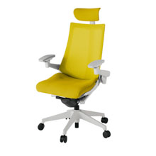 アクト2 KJ-477JVE-GNU5 メッシュバック プレーン 可動肘 ヘッドサポート ( クロス ) ナイロンキャスター[ ベースカラー: GN 張地カラー: U5 / ストロングイエロー  ]