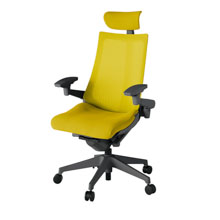 アクト2 KJ-477JVE-W2U5 メッシュバック プレーン 可動肘 ヘッドサポート ( クロス ) ナイロンキャスター[ ベースカラー: W2 張地カラー: U5 / ストロングイエロー  ]