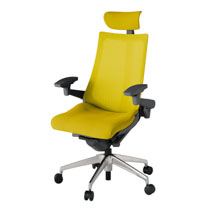 アクト2 KJ-477JVE-ZDU5 メッシュバック プレーン 可動肘 ヘッドサポート ( クロス ) ナイロンキャスター[ ベースカラー: ZD 張地カラー: U5 / ストロングイエロー  ]