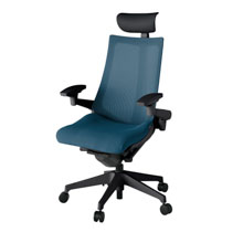 アクト2 KJ-477JVF-T1N3 メッシュバック プレーン 可動肘 ヘッドサポート ( ビニール ) ナイロンキャスター[ ベースカラー: T1 張地カラー: N3 / ライトインディゴ  ]