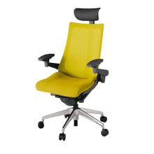 アクト2 KJ-477JVF-ZDU5 メッシュバック プレーン 可動肘 ヘッドサポート ( ビニール ) ナイロンキャスター[ ベースカラー: ZD 張地カラー: U5 / ストロングイエロー  ]