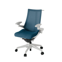 アクト2 KJ-477JVH-GNN3 メッシュバック プレーン 可動肘 ハンガーナイロンキャスター[ ベースカラー: GN 張地カラー: N3 / ライトインディゴ  ]