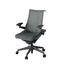 アクト2 KJ-477JVH-W2C3 メッシュバック プレーン 可動肘 ハンガーナイロンキャスター[ ベースカラー: W2 張地カラー: C3 / ダークグレー  ]