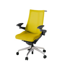 アクト2 KJ-477JVH-ZDU5 メッシュバック プレーン 可動肘 ハンガーナイロンキャスター[ ベースカラー: ZD 張地カラー: U5 / ストロングイエロー  ]